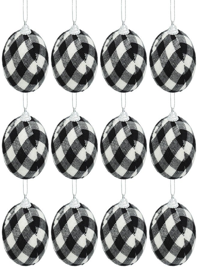 Phedrew 12pcs Christmas Ball Buffalo Plaid 2.4"/60mm Decorative Tree Hanging Ornaments for Party Holiday Decoration - Image 1